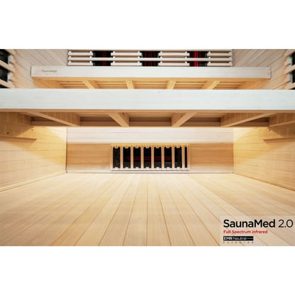 SaunaMed 6 Person Full Spectrum Infrared Hemlock Domestic Indoor Sauna - EMR Neutral - 13A Plug & Play