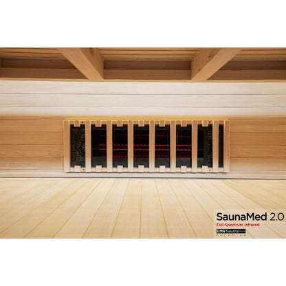 SaunaMed 6 Person Full Spectrum Infrared Hemlock Domestic Indoor Sauna - EMR Neutral - 13A Plug & Play