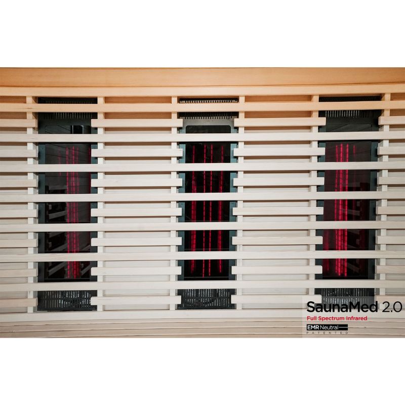 SaunaMed 6 Person Full Spectrum Infrared Hemlock Domestic Indoor Sauna - EMR Neutral - 13A Plug & Play