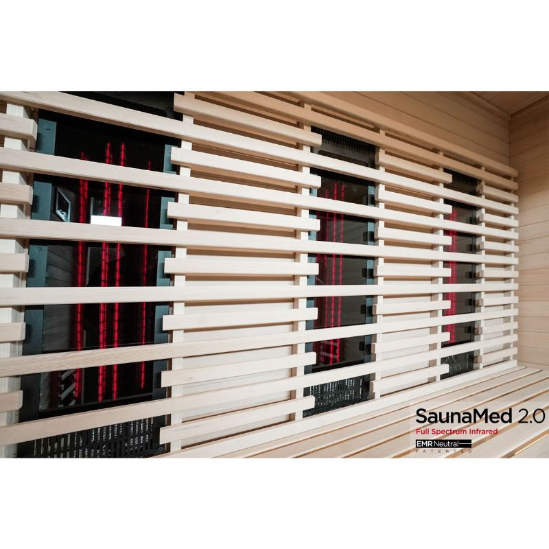 SaunaMed 6 Person Full Spectrum Infrared Hemlock Domestic Indoor Sauna - EMR Neutral - 13A Plug & Play