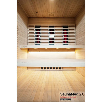 SaunaMed 6 Person Full Spectrum Infrared Hemlock Domestic Indoor Sauna - EMR Neutral - 13A Plug & Play