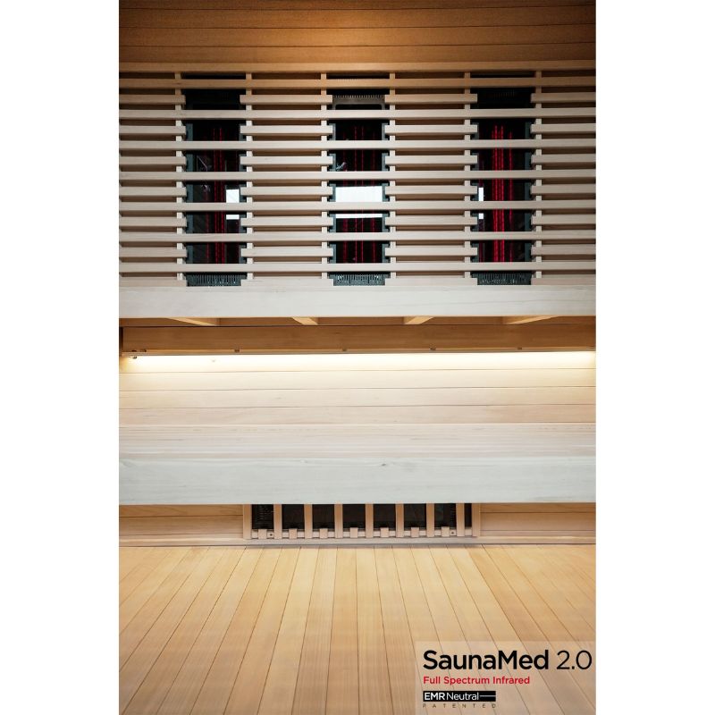 SaunaMed 6 Person Full Spectrum Infrared Hemlock Domestic Indoor Sauna - EMR Neutral - 13A Plug & Play
