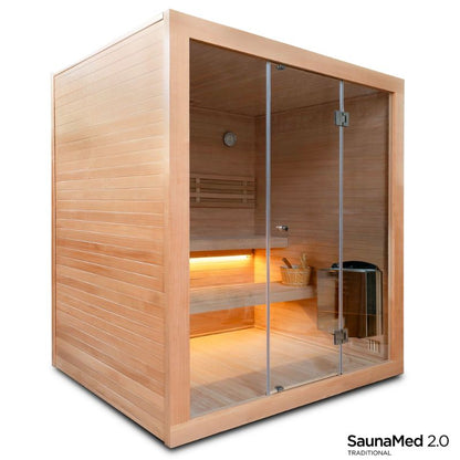 SaunaMed 6 Person Traditional Hemlock Domestic Indoor Sauna