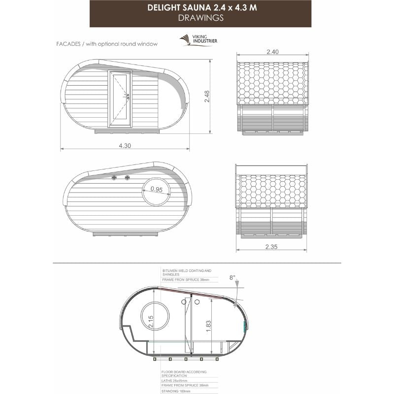 Viking Industrier 6-8 Person Delight Outdoor Sauna