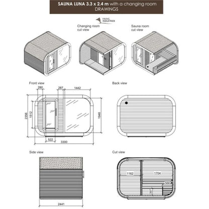 Viking Industrier Luna 6-8 Person Outdoor Sauna with Changing Room