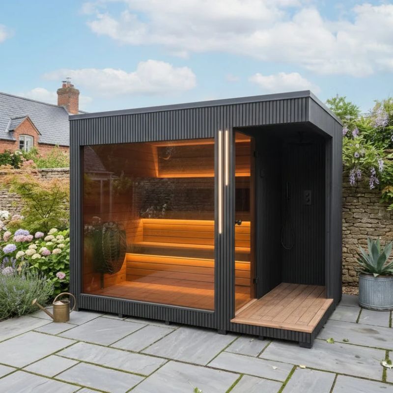 Whatagarden Aura Premium Outdoor Sauna with Integrated Shower