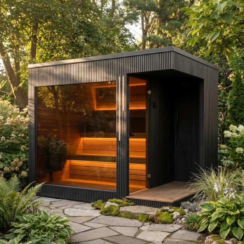 Whatagarden Aura Premium Outdoor Sauna with Integrated Shower
