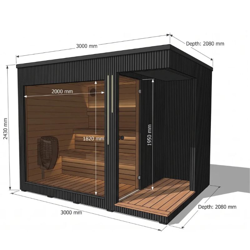 Whatagarden Aura Premium Outdoor Sauna with Integrated Shower